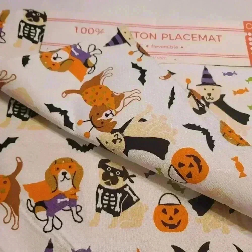 Casaba Halloween Dog Kitchen Place Mats Set Of 4 New 13x19in